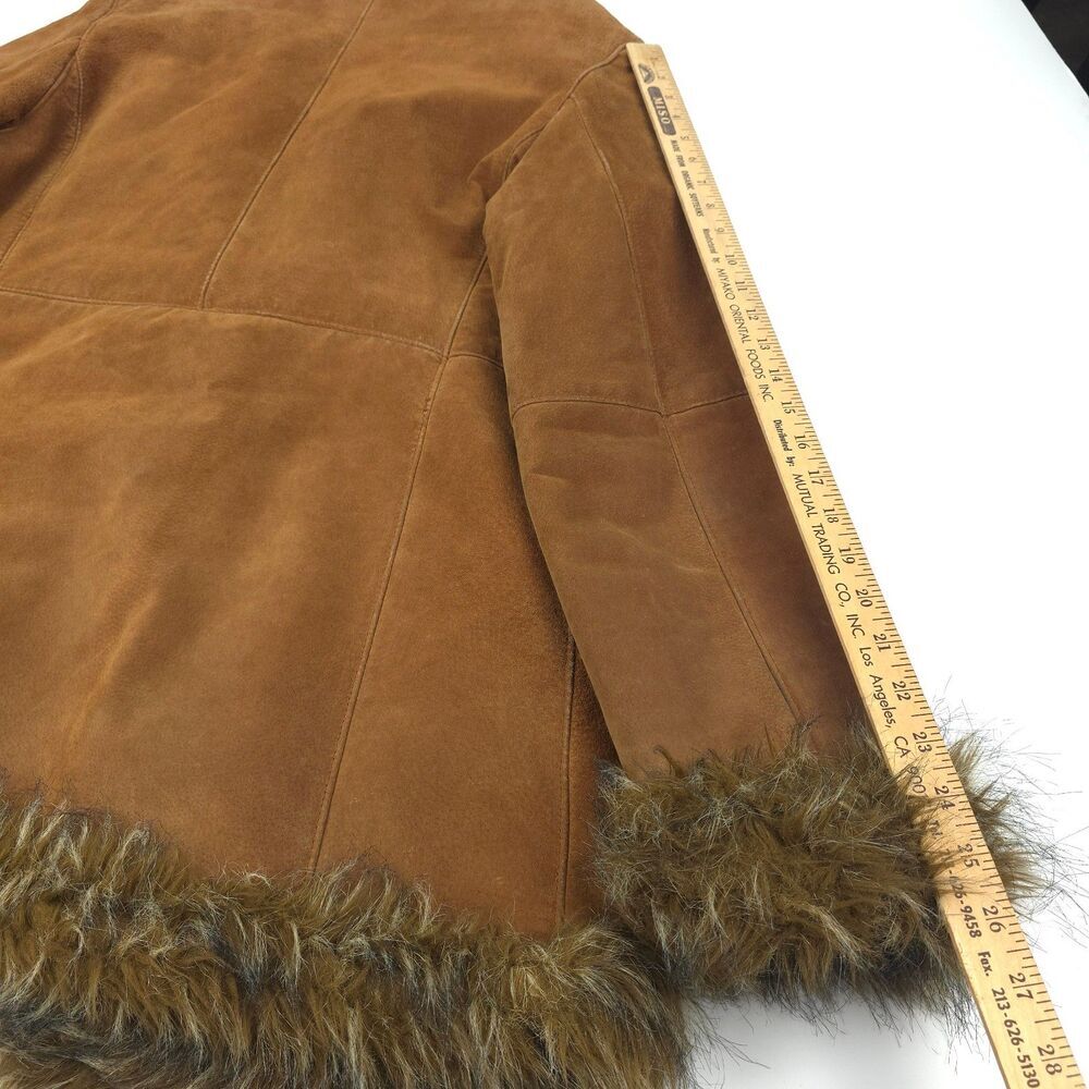 WILSONS LEATHER Suede Penny Lane Fur Afghan Jacket 70s Boho Downtown Girl Boho - Picture 6 of 14